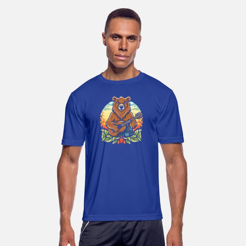 Bear guitarist nature T Shirt design premium
