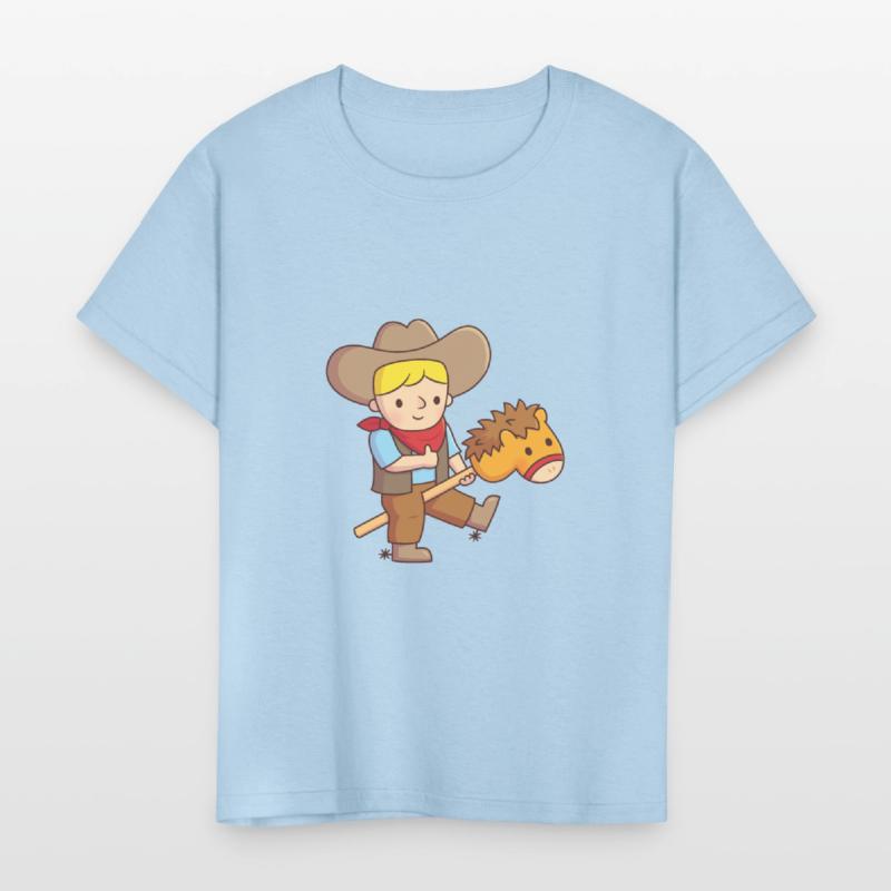 Cute Cowboy Rides Toy Horse Stick