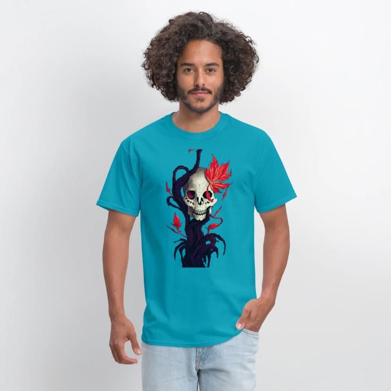 Death and Autumn A Skull with Roots and Maple Leaf