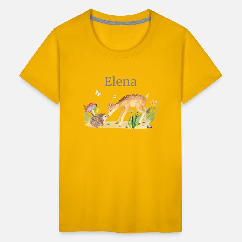 Forest Animal Deer Hedgehog Flowers Name Elena