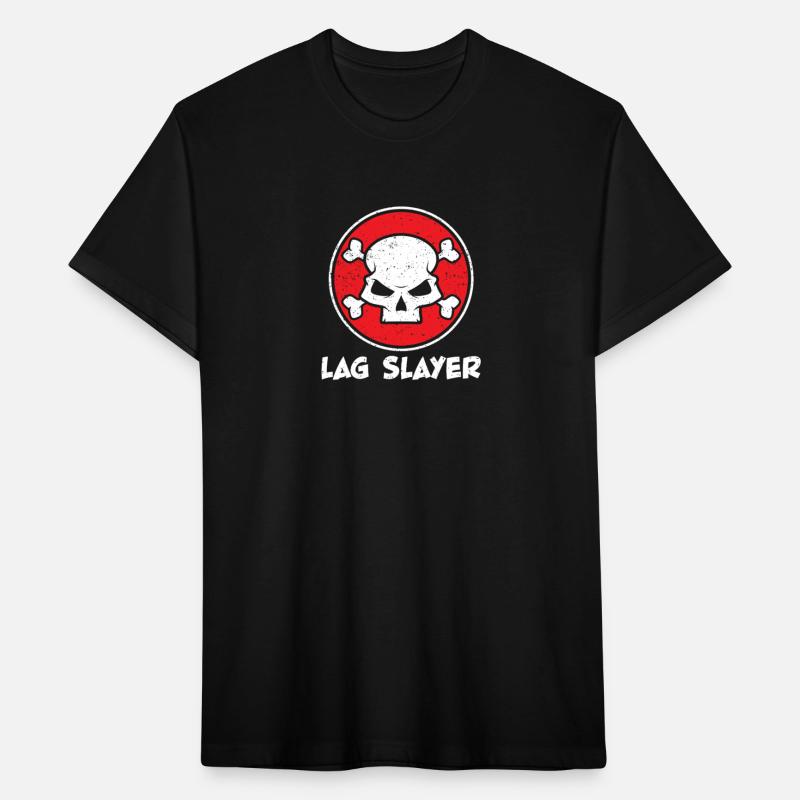 Lag Slayer Skull Gamer Logo Tee