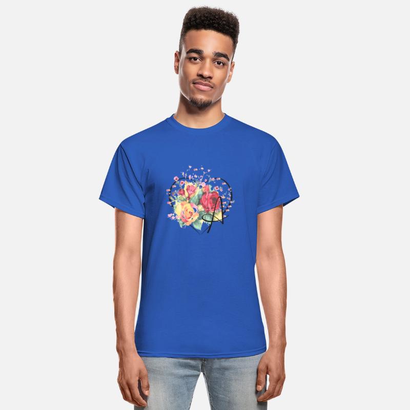 Letter A Monogram Floral Roses Heart