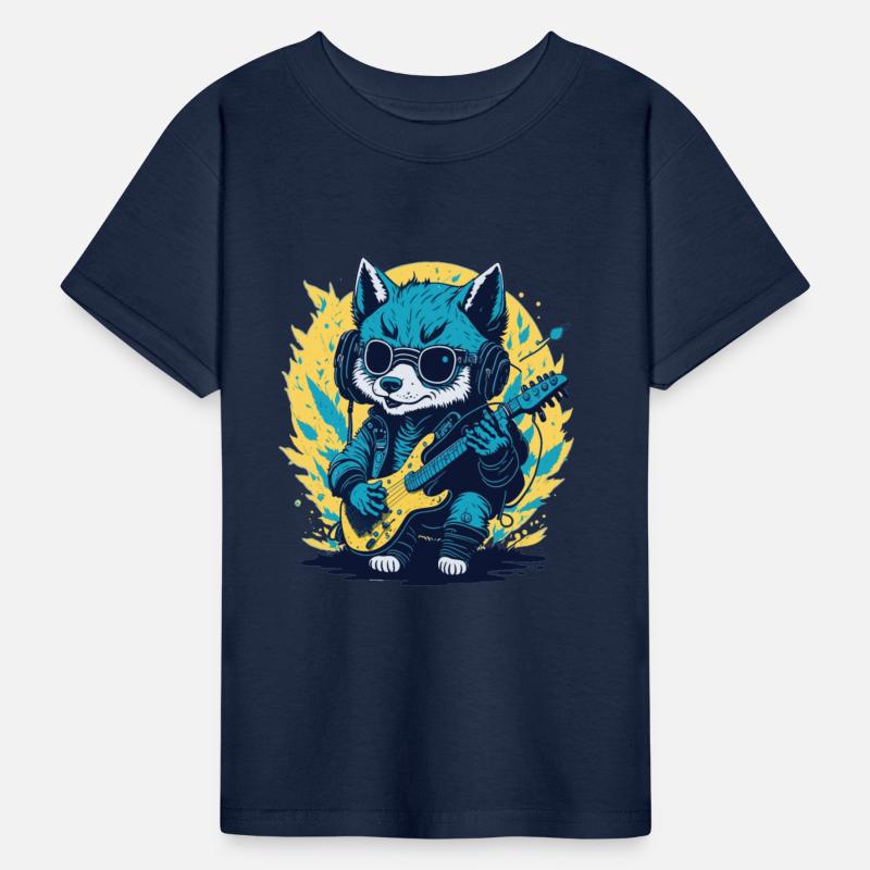 Rockin' Wolf Cub, Fun Cute Illustration Tee Design