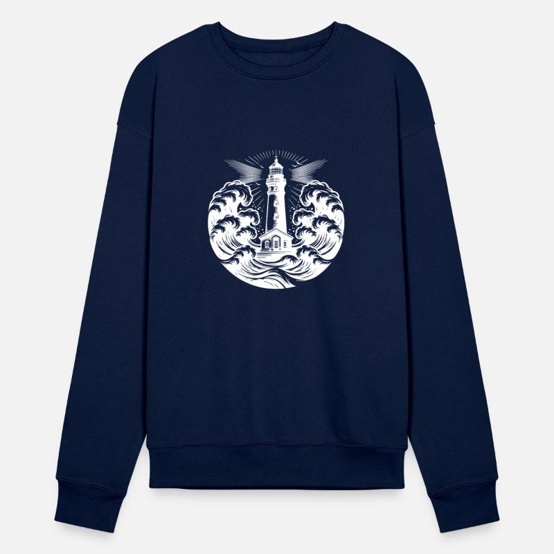 Shining Coastal Lighthouse In Heavy Waves