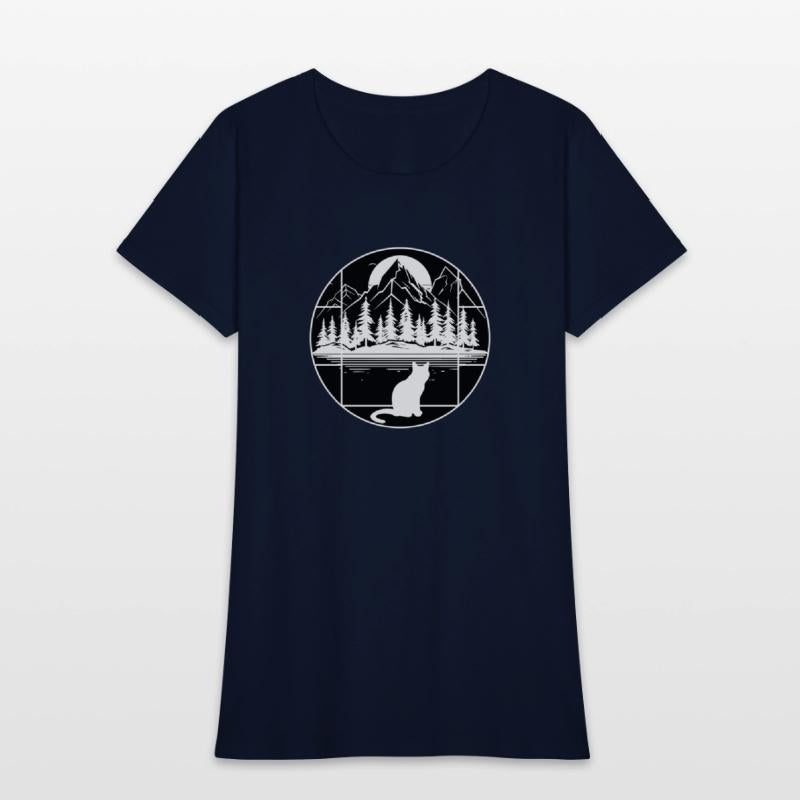 The cat looks towards the mountains - Black&White