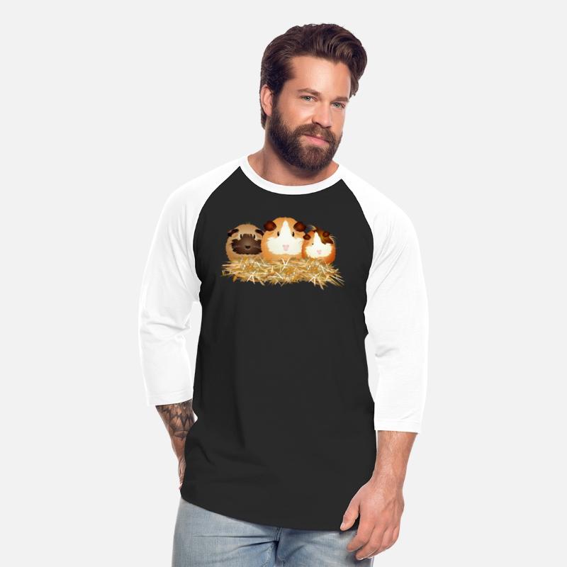 Three cute guinea pigs in straw – friends