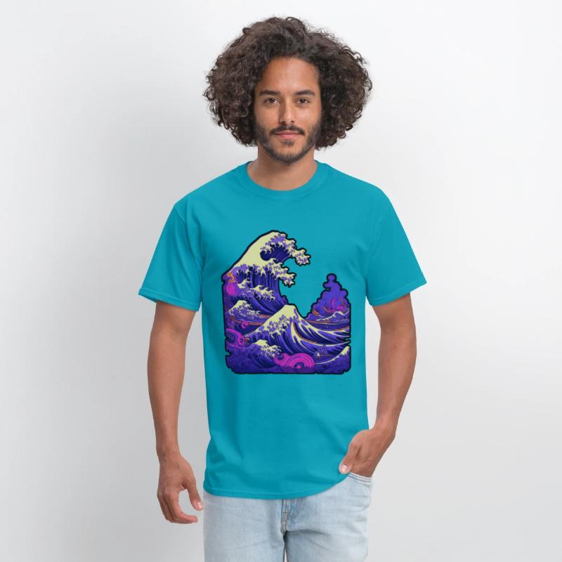 Tsunami wave japanese art, low colour palette