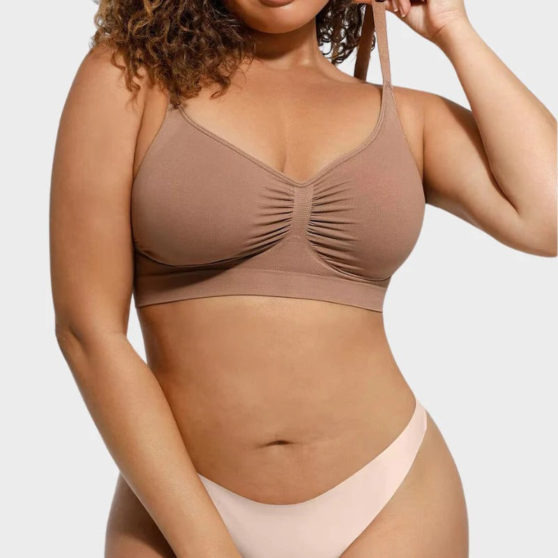 Large size thin without steel ring gathering bra