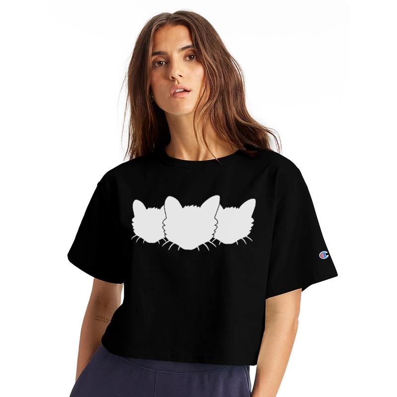 3 Cats Silhouettes Three Friends Team Heads Crew