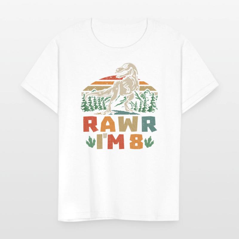 8th Birthday Dinosaur T Rex Rawr I'm 8 For Boys