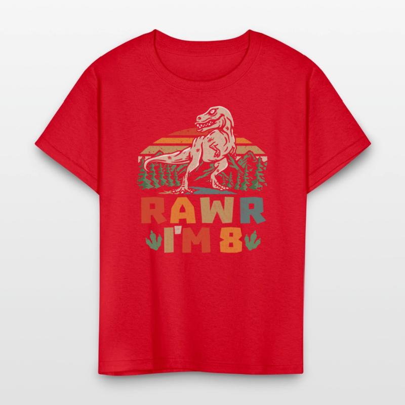 8th Birthday Dinosaur T Rex Rawr I'm 8 For Boys