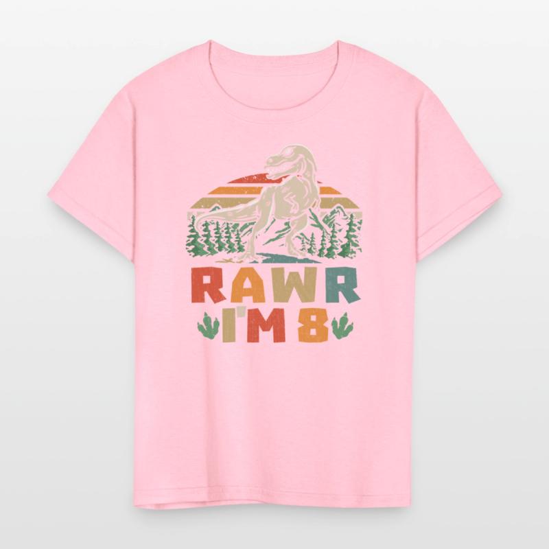 8th Birthday Dinosaur T Rex Rawr I'm 8 For Boys