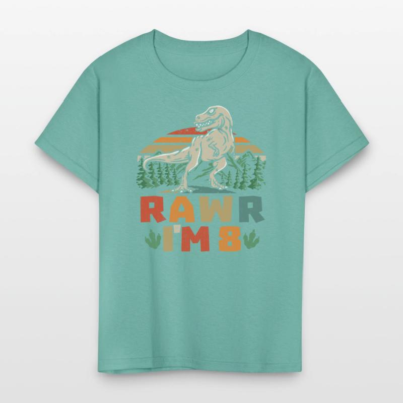 8th Birthday Dinosaur T Rex Rawr I'm 8 For Boys
