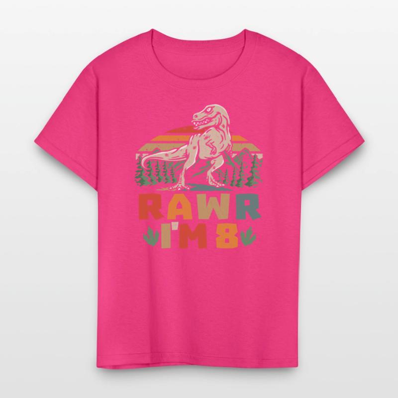 8th Birthday Dinosaur T Rex Rawr I'm 8 For Boys