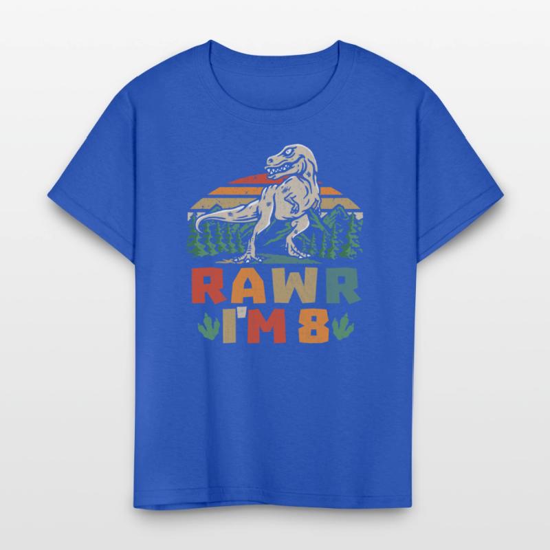 8th Birthday Dinosaur T Rex Rawr I'm 8 For Boys