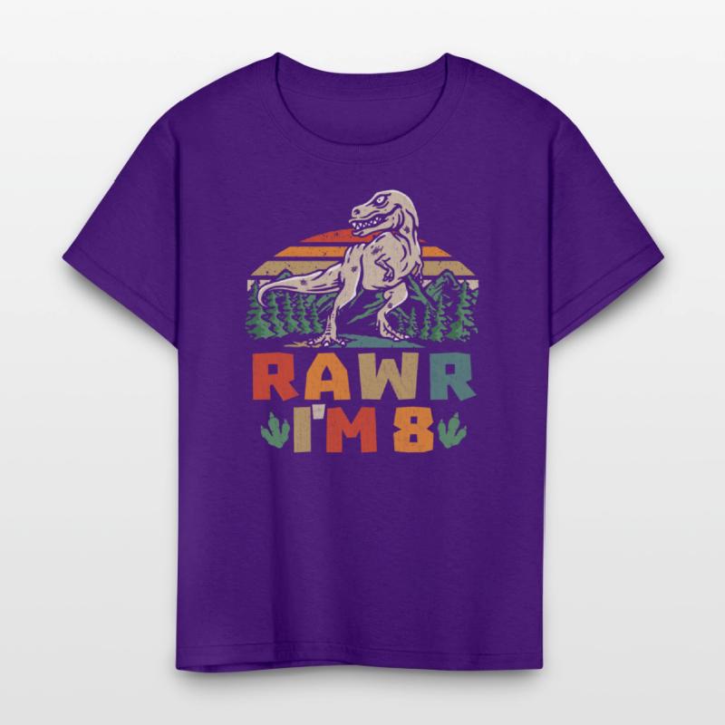 8th Birthday Dinosaur T Rex Rawr I'm 8 For Boys