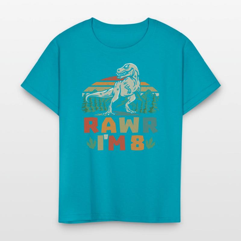 8th Birthday Dinosaur T Rex Rawr I'm 8 For Boys