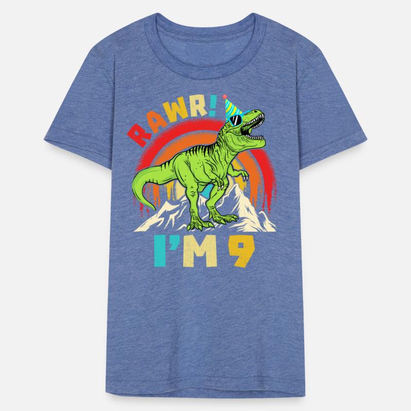 9th Birthday Dinosaur T Rex Rawr I'm 9 For Boys