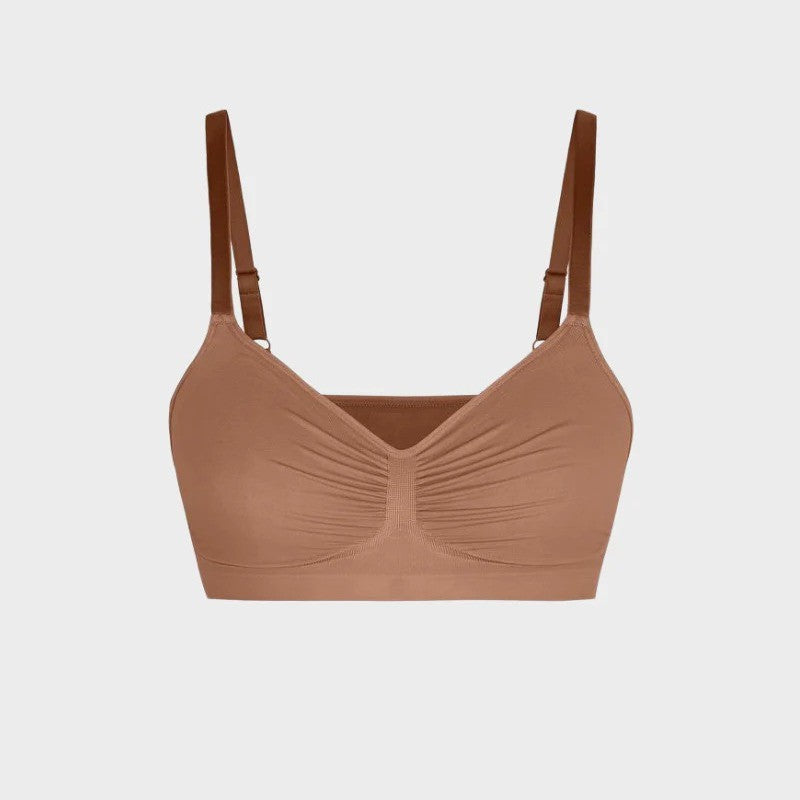 Large size thin without steel ring gathering bra
