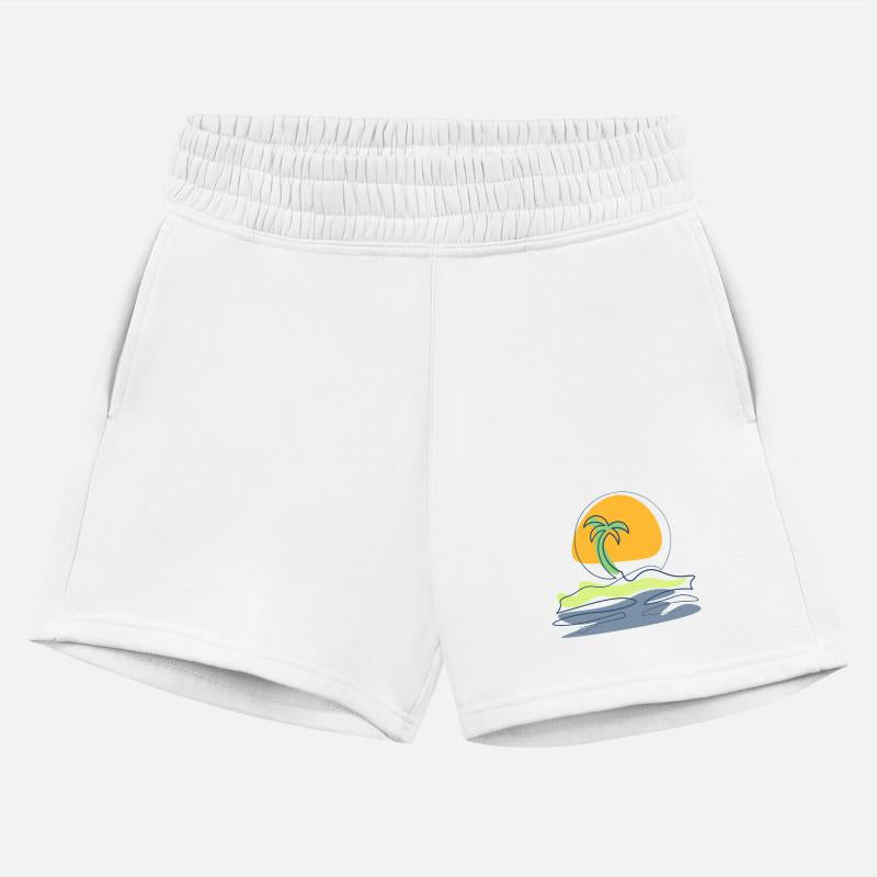 Beach scene with lonely palm tree on island