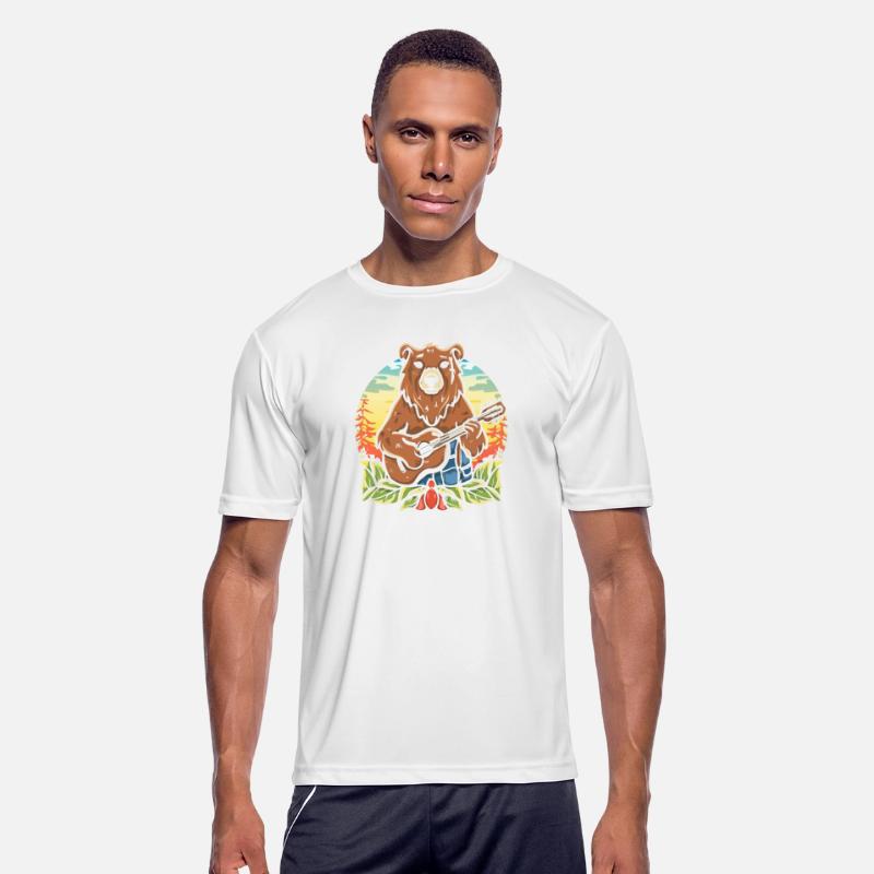 Bear guitarist nature T Shirt design premium
