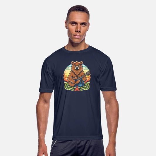 Bear guitarist nature T Shirt design premium