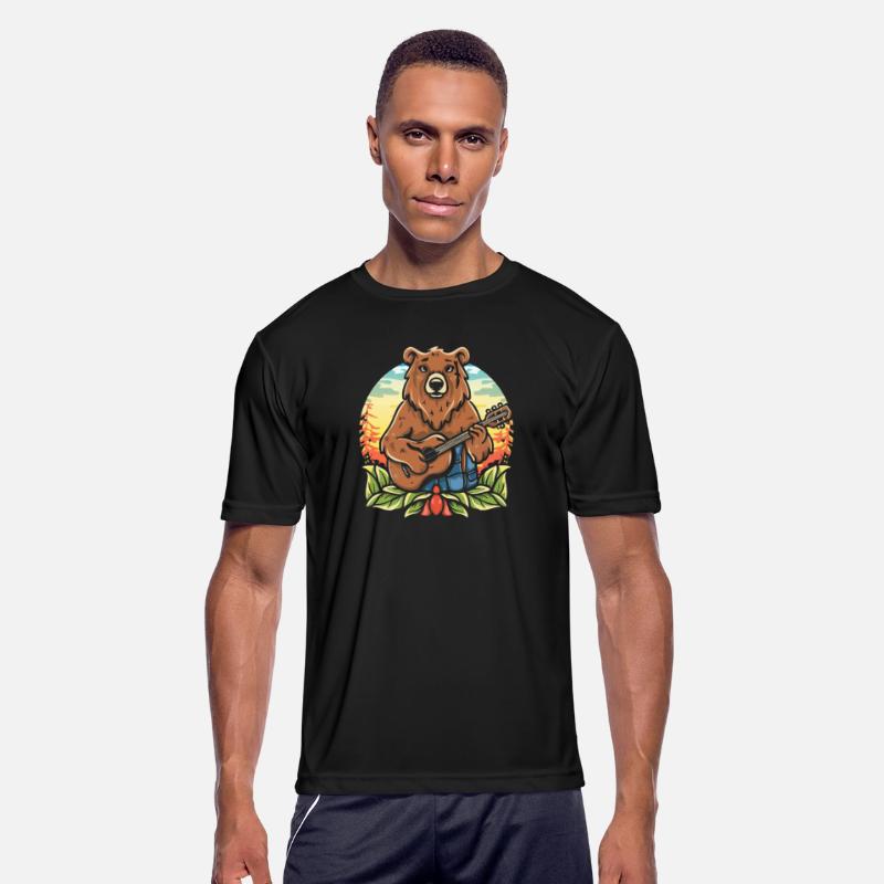 Bear guitarist nature T Shirt design premium