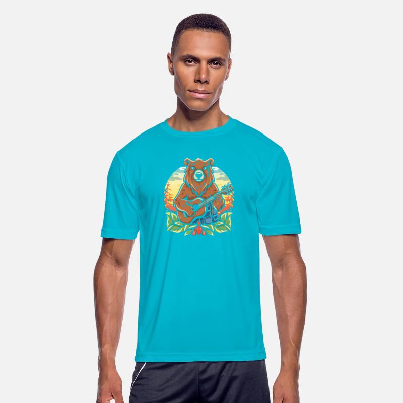 Bear guitarist nature T Shirt design premium