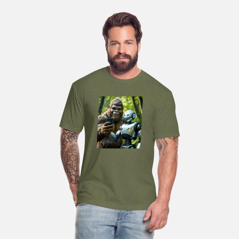 BIGFOOT TAKING A SELFIE WITH A ROBOT