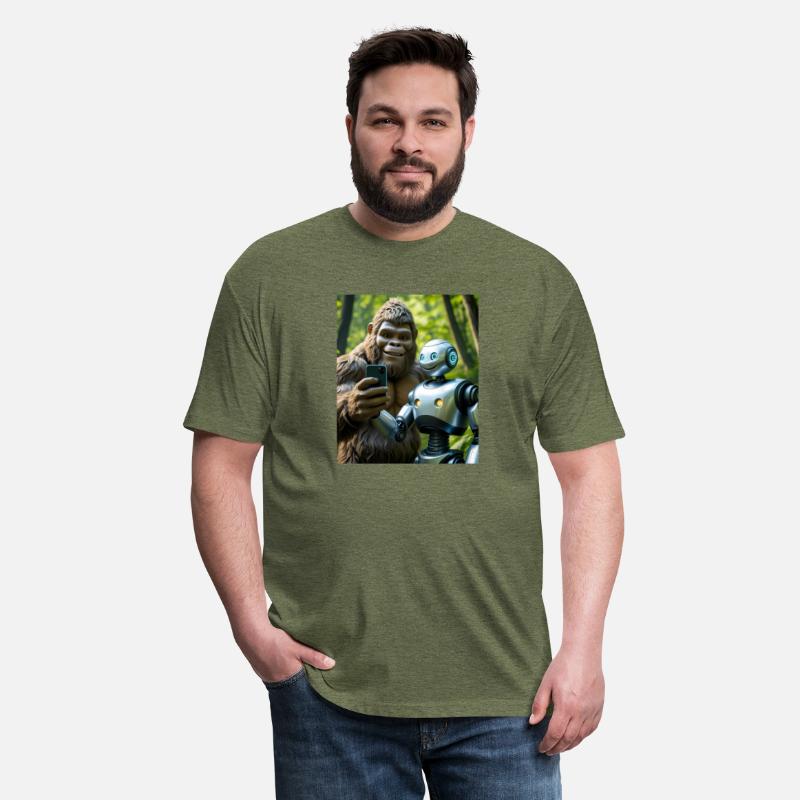 BIGFOOT TAKING A SELFIE WITH A ROBOT