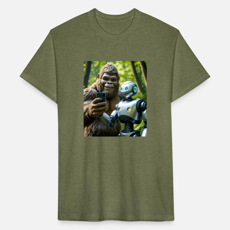 BIGFOOT TAKING A SELFIE WITH A ROBOT