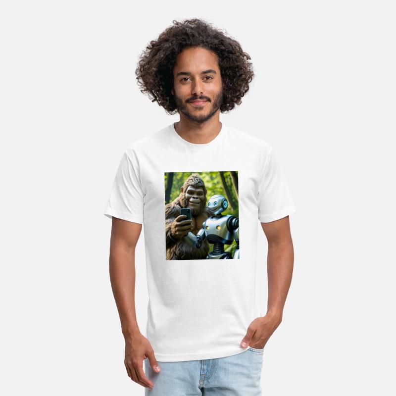 BIGFOOT TAKING A SELFIE WITH A ROBOT