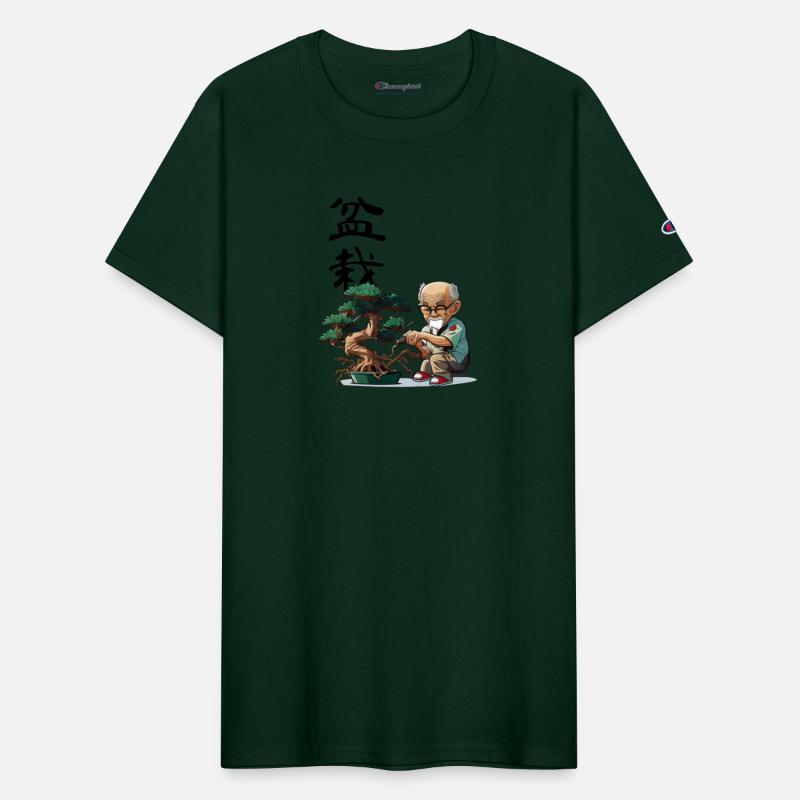 bonsai grandpa with traditional Chinese calligraph