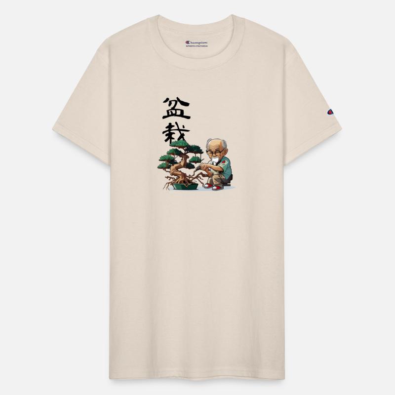 bonsai grandpa with traditional Chinese calligraph