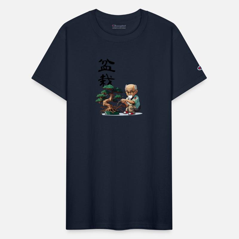 bonsai grandpa with traditional Chinese calligraph