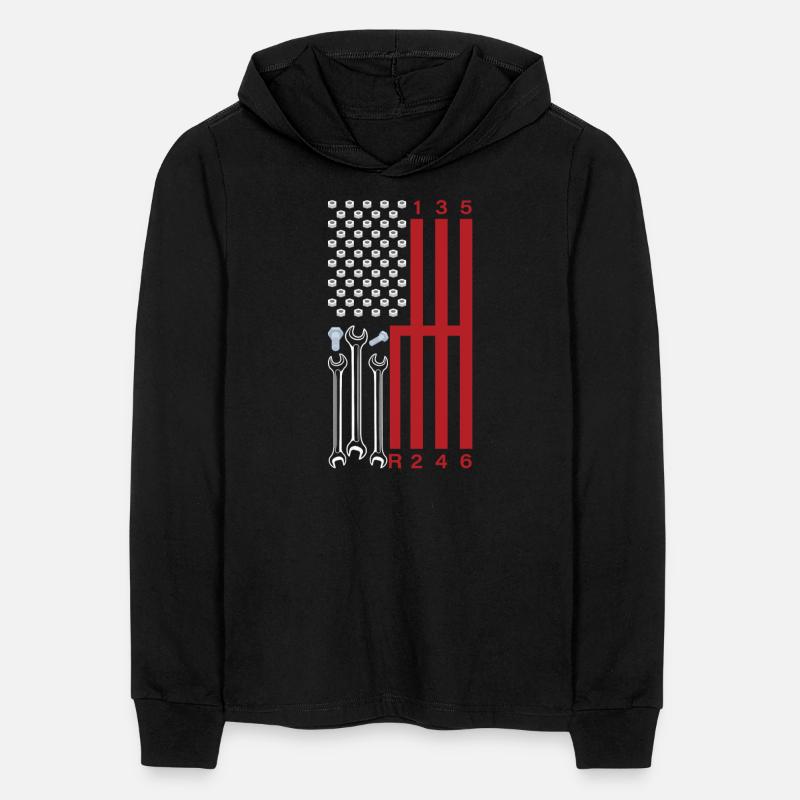 Car Mechanic Shifting Gear American Flag Drag