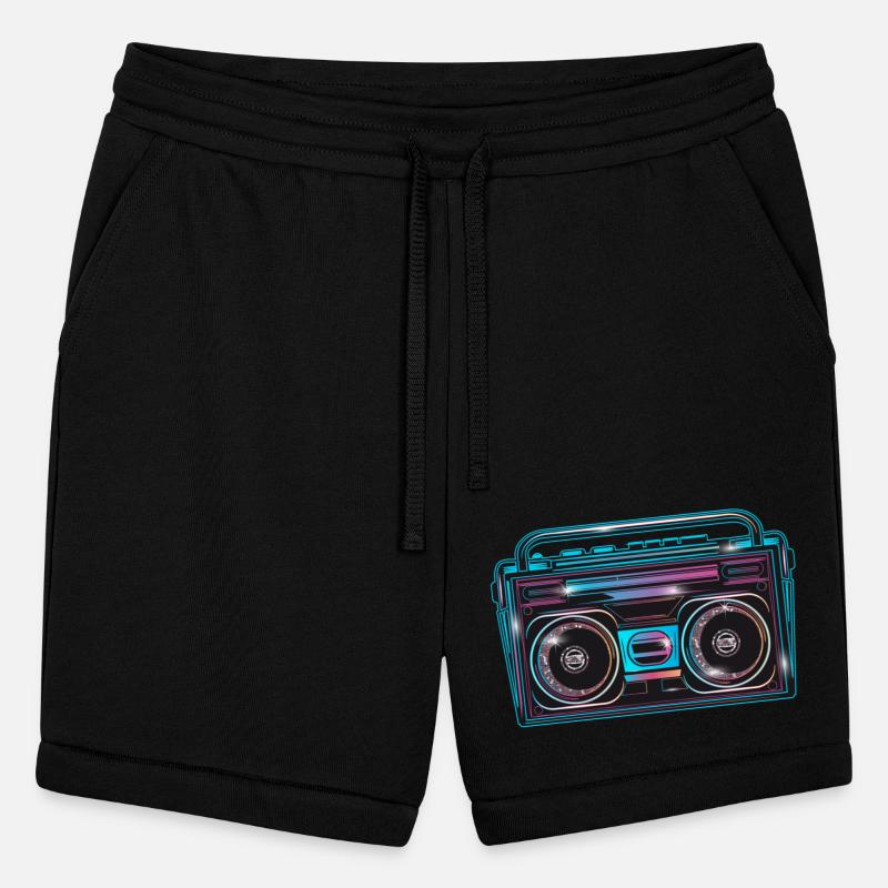 Cassette recorder in a bright 80s neon look