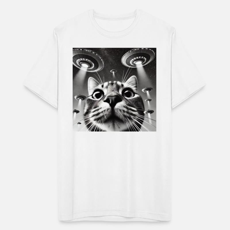 Cat Selfie with UFO Weird 50s Photo