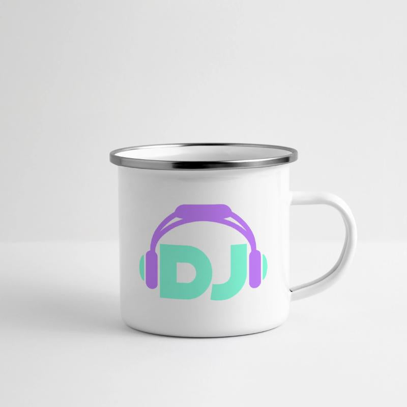 Cool DJ headphones music party text lettering logo
