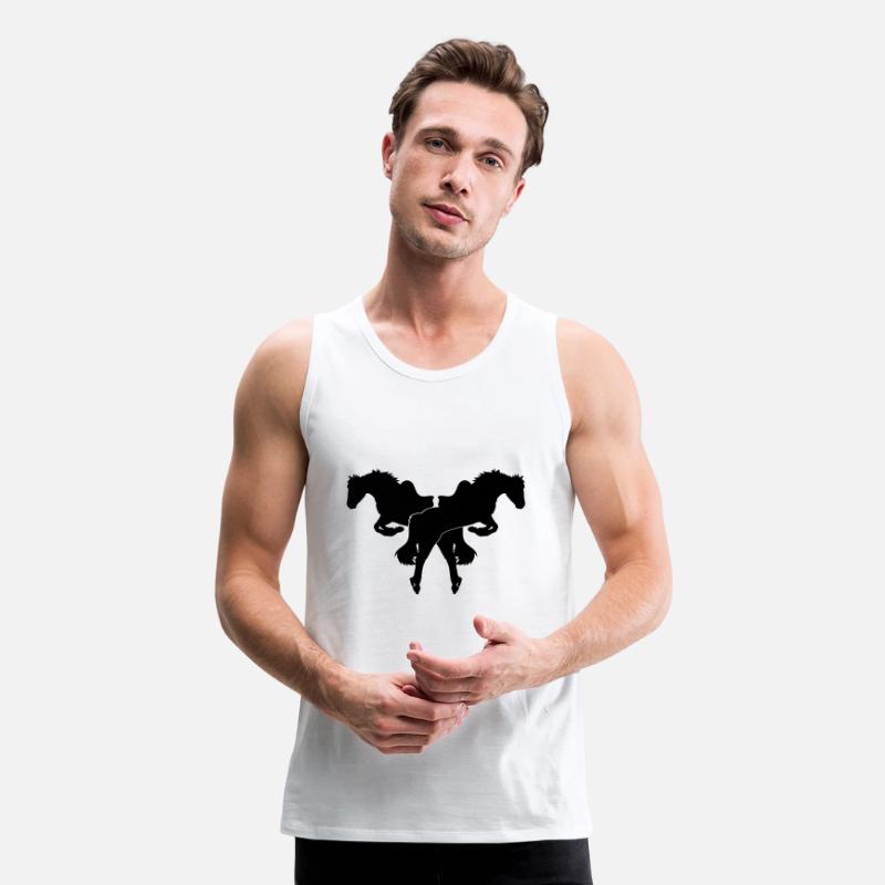 cowboy saddled horses jumping duo