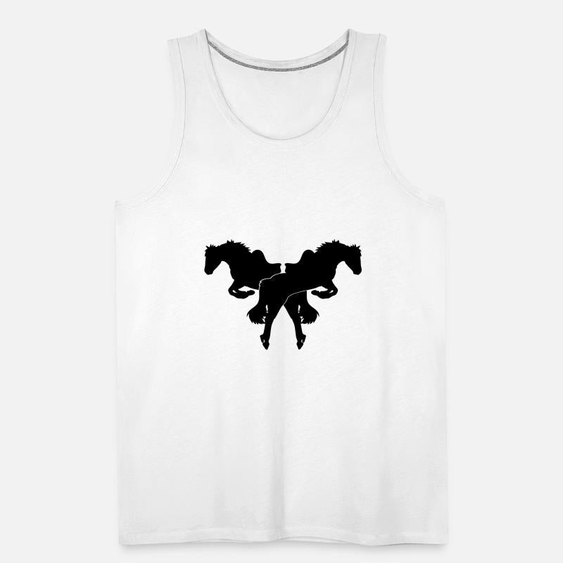 cowboy saddled horses jumping duo