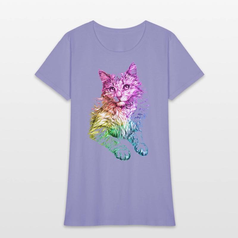 Cute Cat Gift for kitten lovers Colorful Art Kitty