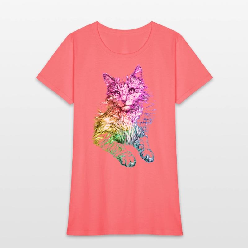 Cute Cat Gift for kitten lovers Colorful Art Kitty