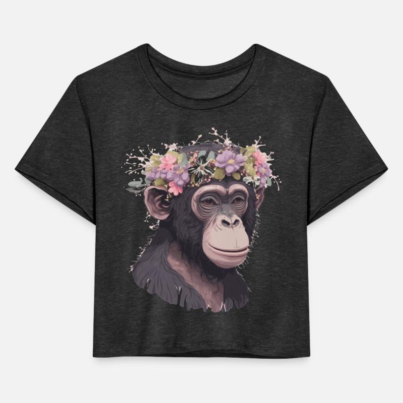 Cute Chimp Chimpanzee Flower Crown Floral Ape Monk