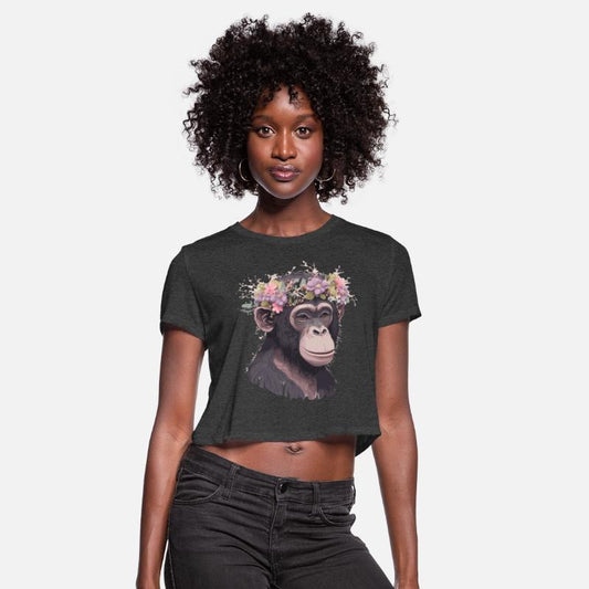 Cute Chimp Chimpanzee Flower Crown Floral Ape Monk