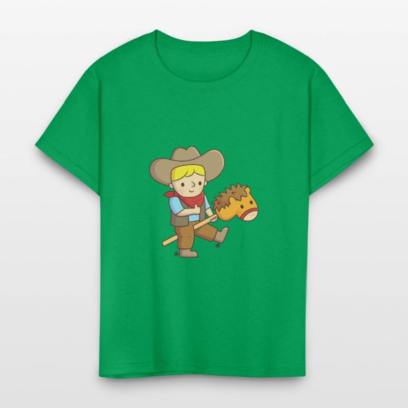 Cute Cowboy Rides Toy Horse Stick