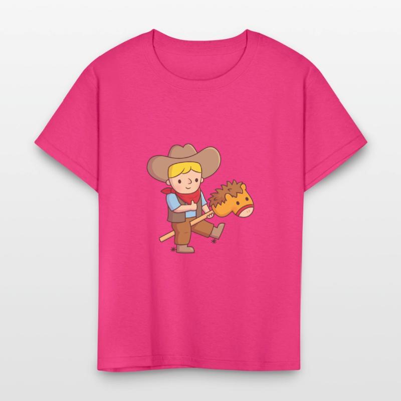 Cute Cowboy Rides Toy Horse Stick