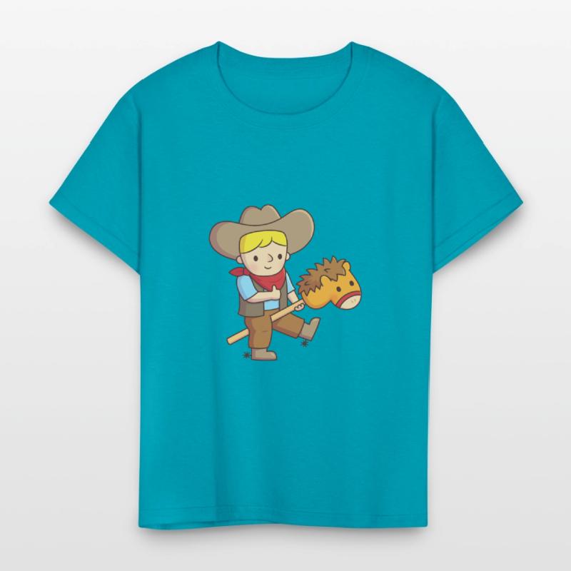 Cute Cowboy Rides Toy Horse Stick