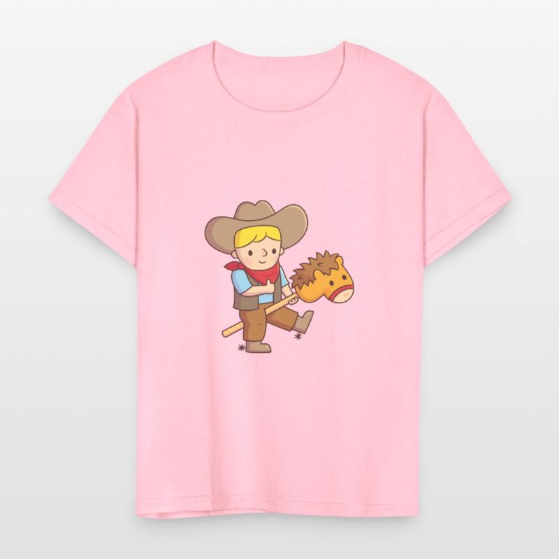 Cute Cowboy Rides Toy Horse Stick