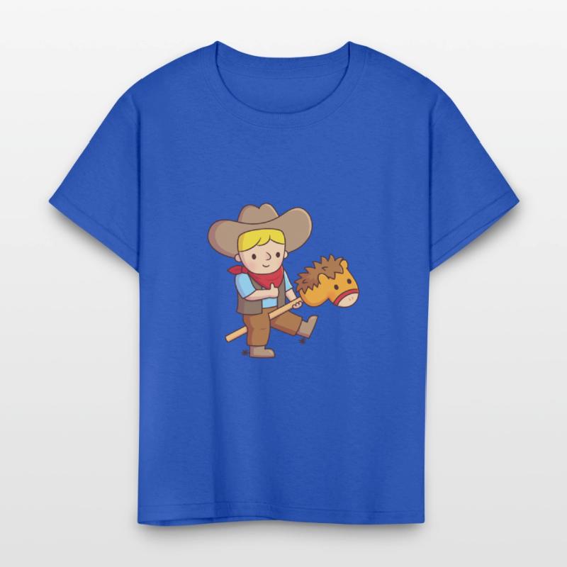 Cute Cowboy Rides Toy Horse Stick